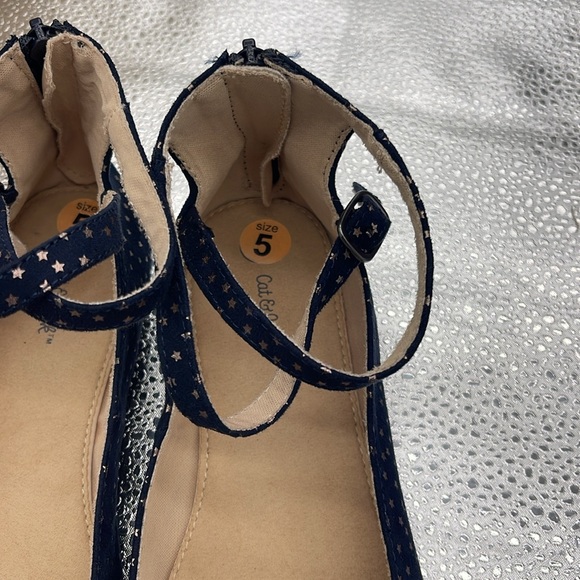 Cat & Jack Navy & Gold Star Shoes 5 - Picture 4 of 4